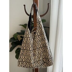 TWIG & ARROW Tote Bag Purse Handbag Satchel Black Cream Geo Southwestern